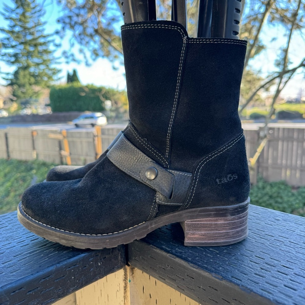 Taos Women’s Craft Black Suede Leather Side Zip Heeled Boots Size 40 - Picture 4 of 10